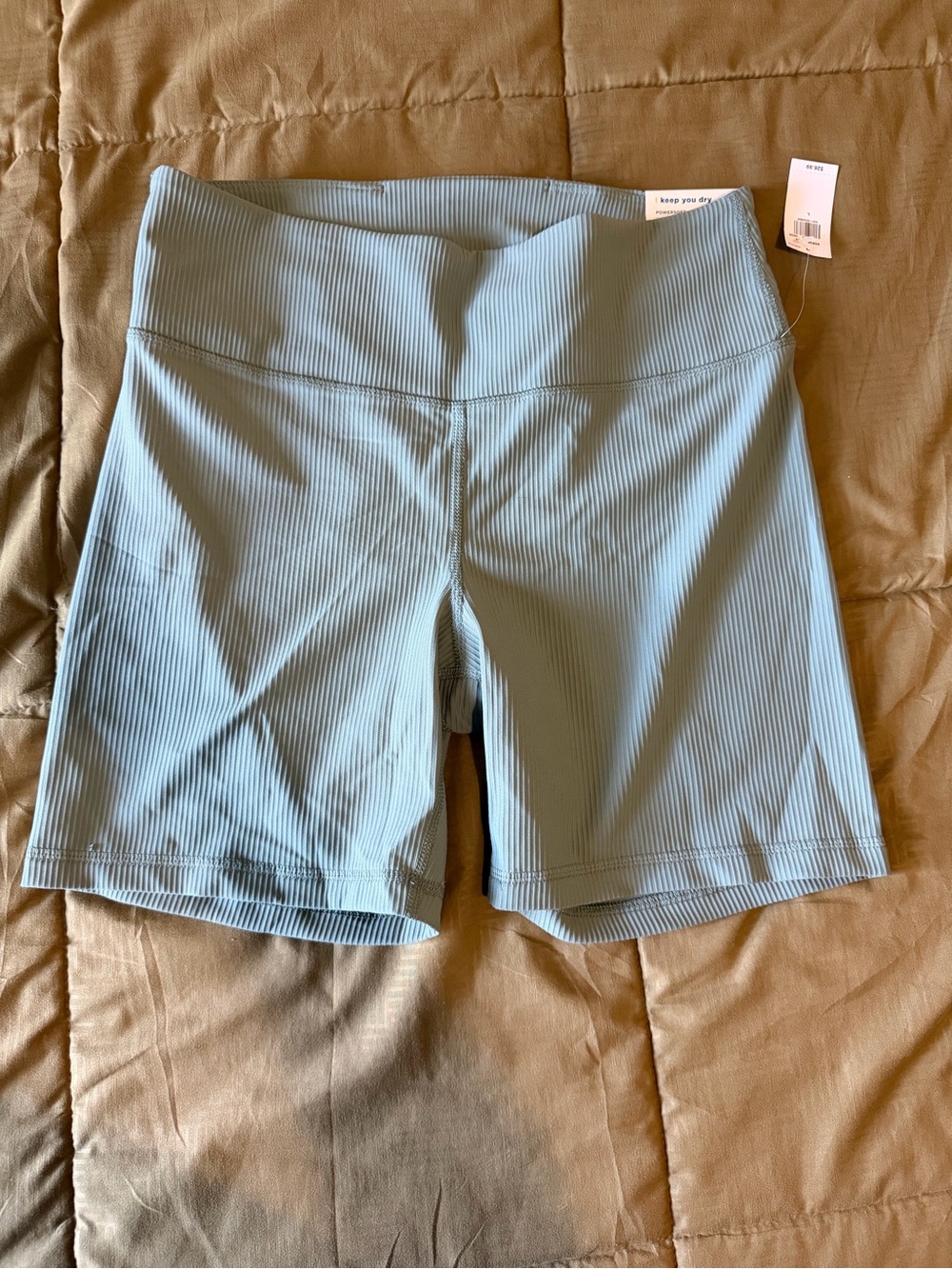 Old Navy Ribbed High-Waist Bike Shorts in Light Blue